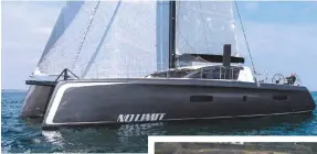  ??  ?? Above: the souped-up lightweigh­t Outremer No Limit catamaran. Right: Oceanwing concept has been proven and features fly-by-wire sail controls and a reefable wingsail