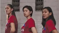  ??  ?? TEAM CAPTAIN Mika Reyes, flanked by volleyball phenom Alyssa Valdez and Jaja Santiago are expected to lead the charge of the Philippine contingent.