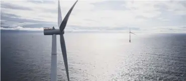  ??  ?? 0 Hywind Scotland, located off Peterhead, is the world’s first commercial-scale floating wind farm