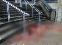  ??  ?? Passers-by were left shocked at a huge pool of blood on the Royal Concert Hall steps