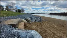  ?? COURTESY OF U.S. ARMY CORPS OF ENGINEERS — BLUE MARSH LAKE ?? Large stones, which were once part of the lock system in place before Blue Marsh Lake was created, have been repurposed into steps leading to the shoreline at the Dry Brooks Day Use Area swim beach.*