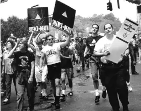  ?? The New York Historical Society/Getty Images ?? Members of Act Up during the Pride march in New York City on 26 June 1988. Photograph: