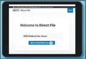  ?? SUN PHOTO ?? This screenshot shows the IRS’S new and free Direct File program.