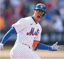  ?? AP ?? Mark Vientos de los Mets de Nueva York celebra su HR.