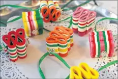  ?? CAROLE MORRIS-UNDERHILL ?? Old-fashioned ribbon candy ornaments have been a big hit on the craft market circuit this season.