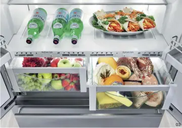  ??  ?? 03
03 The fridge drawers use Liebherr’s patented BioFresh technology to slow the aging process of food, preserving its nutrients and flavour.