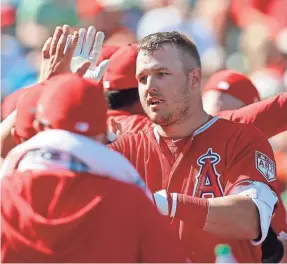  ?? RICK SCUTERI/USA TODAY SPORTS ?? Mike Trout and the Angels are finalizing a reported extension in which he would earn $36 million a season.