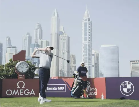  ??  ?? 0 Bob Macintyre tees off at the first hole in the final round of the Omega Dubai Desert Classic yesterday.