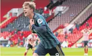  ?? AFP ?? Leeds’ Patrick Bamford celebrates his winning goal against Sheffield United.