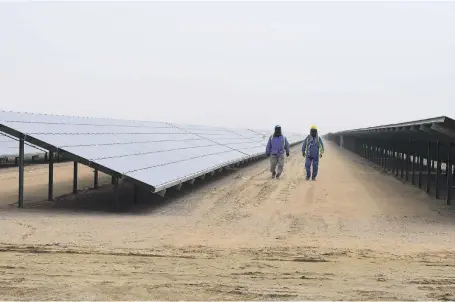  ?? AFP ?? The Mohammed bin Rashid Al Maktoum Solar Park in Dubai. Four million solar energy jobs were created last year