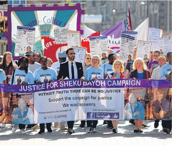  ?? Picture: Kris Miller. ?? Hundreds of people held a march four months after Sheku Bayoh’s death in police custody in 2015.