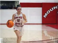  ?? The Sentinel-record/krishnan Collins ?? ■ Mountain Pine’s Hannah Mitchell (12) dribbles down the court in the Lady Red Devils’ 39-10 loss to Cutter Morning Star Friday night.