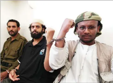  ?? MOHAMMED HUWAIS/AFP ?? Suspected al-Qaeda militants attend their trial at a state security court in Sanaa, Yemen, on January 22, 2013.