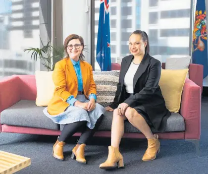  ?? ?? Wellington Mayor Tory Whanau (right) with one of her left-leaning picks for a prime role on council, Deputy Mayor Laurie Foon.