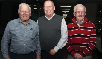  ??  ?? Frank Barry. Seán Feely(Dromtariff­e) and Humphrey Murphy(Grenagh) at the Cork GAA Clubs Draw launch at Pairc Uí Chaomh.