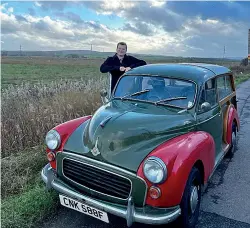  ?? ?? ABOVE: Will had quite a tour of the south coast in Morris Minors, and is seen her with his dad’s Morris Minor Traveller.