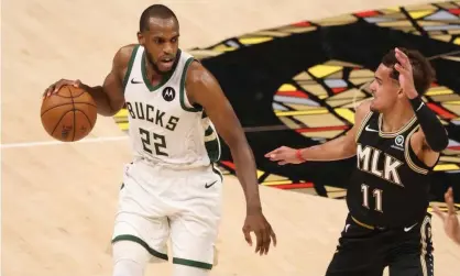  ??  ?? Milwaukee’s Khris Middleton scored 32 points, including a run of 16 straight in a decisive third quarter that carried the Bucks to a 118-107 victory over the upstart Atlanta Hawks in Game 6 of the Eastern Conference finals Saturday night. Photograph: Jason Getz/USA Today Sports