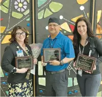  ?? FRANCISCAN HEALTH ?? Franciscan Health Olympia Fields Nursing Excellence Award winners include Melissa Zartuche, Nurse Leader of the Year; Norman Lazo, Nurse of the Year; and Kathleen Markus, Team Member of the Year.
