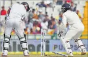  ?? PTI PHOTO ?? AB de Villiers, among the best batsman in the world, failed to read Amit Mishra during the first Test at Mohali.