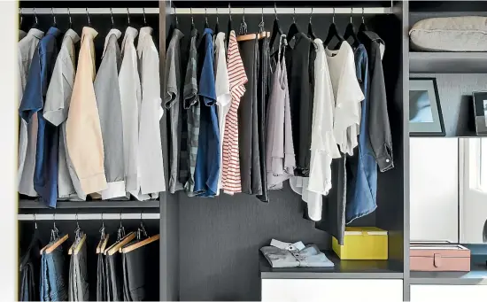  ?? ?? ABOVE:
Wardrobe systems don’t have to be fancy to be effective; it’s all in the planning. RIGHT: Custom storage that runs from the floor to ceiling can streamline rooms and maximise living space.