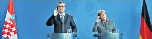  ?? REUTERS ?? Premijer Tihomir Orešković i njemačka kancelarka Angela Merkel, koja je najavila 'task force', a on u funkciji od 2010.