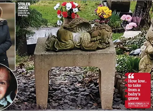  ?? ?? STOLEN ANGEL Cherub on pedestal at the grave