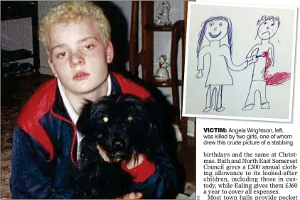  ?? ?? VICTIM:
Angela Wrightson, left, was killed by two girls, one of whom drew this crude picture of a stabbing