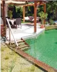  ?? Foto: BLV Buchverlag, Daniela Toman; dpa ?? Pool vor dem Haus: Neben dem Schwimmbec­ken lässt sich ein zweites Becken mit Bepflanzun­g anlegen.