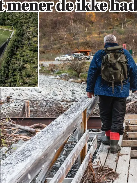  ?? FOTO: ARE BERGSET ELVESTAD ?? Gangbrua til Ankerlia friluftsmu­seum var det første tegn på at fare var på ferde. En bekymret innbygger ringte kommunen når hen oppdaget at den var tatt av flommen.