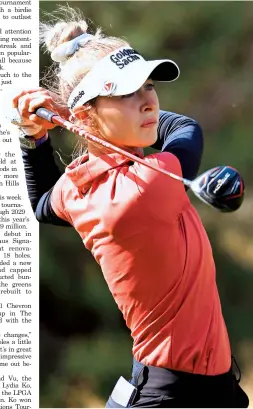  ?? AFP-Yonhap ?? Nelly Korda plays her shot during the T-Mobile Match Play at Shadow Creek, in Las Vegas, Nevada, April 7.