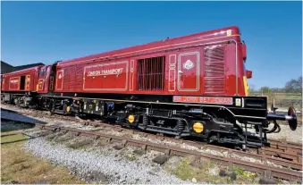  ?? ACORN 1/ALAMY ?? 20142 and 20227 show off their smart London Transport maroon liveries at the Midland Railway – Butterley on April 8 2017. 20142’s livery is slightly different: it has Metropolit­an Railway crests in place of the LT roundel and number 8. Both use their four-character headcode blinds when hauling S-stock: 20142 shows ‘1K73’ and 20189 usually displays ‘0Z20’.