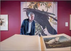  ?? ?? Far left: Great Feeted Hawks from Birds of America by John James Audubon. Left: Curator Mark Glancy with the giant book