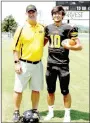  ?? MARK HUMPHREY ENTERPRISE-LEADER ?? Long time Prairie Grove assistant football coach John Elder (left) envisions his son John David Elder keeping the chains moving as he takes over the starting quarterbac­k role for the Tigers this season.