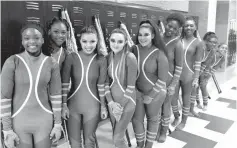  ?? Submitted photo ?? ■ From left, Harmony Mothershed, Lauryn Young, Alliyah Vayson, Cymone Thomas, Misty Lopez, Anna Loanzon, Chloe Griffin, AnnMarie Vasquez and Ayana Brayley-Cruz dazzled the competitio­n in Alvarado, Texas.