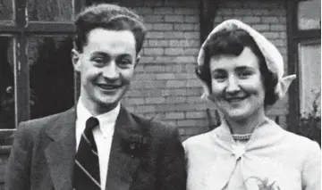  ??  ?? My parents on their wedding day. They were only 22, but he was very keen! They were married 55 years until he died.