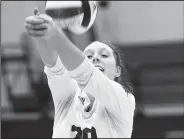  ?? NWA Democrat-Gazette/CHARLIE KAIJO ?? Rogers’ Abby Harris digs against Bentonvill­e West.