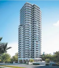  ??  ?? An artist impression of Mahala, the 25-storey high-rise tower approved for Hedges Ave at Mermaid Beach.