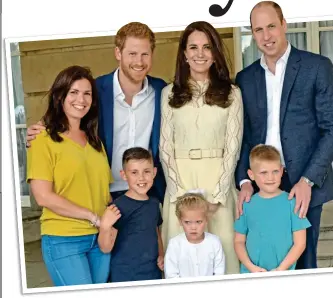  ??  ?? HEARTWARMI­NG: Harry, Kate and William with Samantha and her children