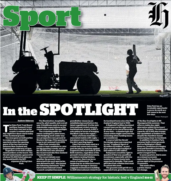  ?? Picture / Photosport ?? Eden Park has an invaluable opportunit­y to prove its worth as a test venue in the next five days.