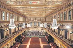  ??  ?? Musicians of the Vienna Philharmon­ic Orchestra during a rehearsal concert.