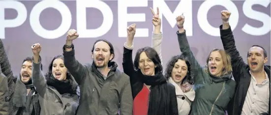  ?? Foto: dpa ?? Podemos brach wie ein Sturm über die politische Zwei-Parteien-Landschaft in Spanien ein.