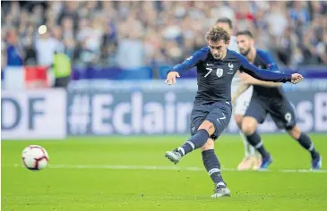  ?? REUTERS ?? France’s Antoine Griezmann scores their second goal against Germany from the penalty spot.