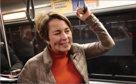  ?? PHOTO BY: BARRY CHIN — GLOBE STAFF ?? Sources say Gov. Maura Healey is having a difficult time finding a new MBTA general manager.