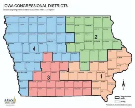  ?? LEGISLATIV­E SERVICES AGENCY ?? Iowa has four congressio­nal districts.