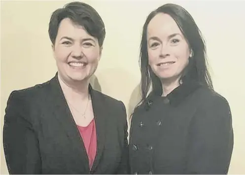  ??  ?? Ruth Davidson with Kathleen Leslie, who posted offensive comments online