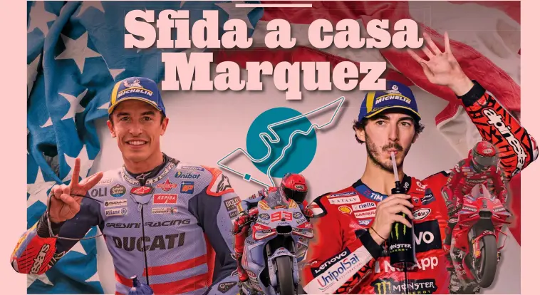  ?? GETTY ?? Campioni contro
Marc Marquez, 31 anni (a sinistra) e Francesco Bagnaia, 27