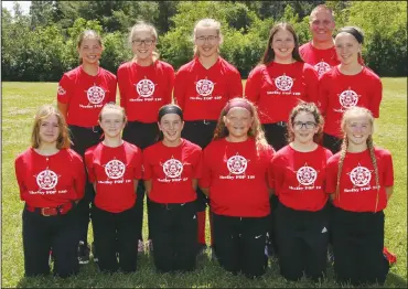  ?? SUBMITTED PHOTO ?? Members of the Shelby Girls Softball League major division team sponsored by the Fraternal Order of Police include (not listed as they appear): Ruthie Faith, Leah Fields, Gabrielle Forwith, Jordyn Garrabrant, Mya Keinath, Salem Keller, Chloe Mahek, Emma Mahek, Lillian Mcclain, Braylee Sturts, Princess Timko and Pruedance Wireman. Mike Mahek was the coach of the team.