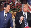  ?? PABLO MARTINEZ MONSIVAIS/AP ?? President Trump and Japanese Prime Minister Shinzo Abe are in Florida to discuss trade between their nations.