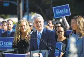  ?? Gina Ferazzi Los Angeles Times ?? GEORGE GASCÓN, seen at his October announceme­nt, won the endorsemen­t of the L.A. County Democratic Party in his bid to unseat Dist. Atty. Jackie Lacey.