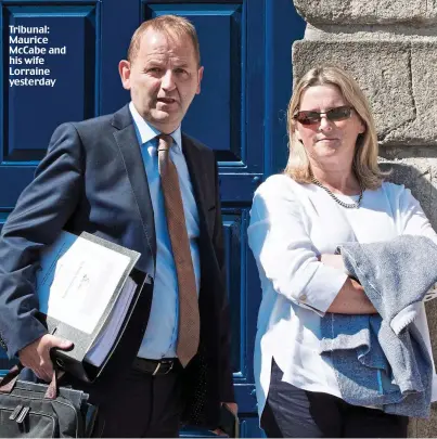  ??  ?? Tribunal: Maurice McCabe and his wife Lorraine yesterday